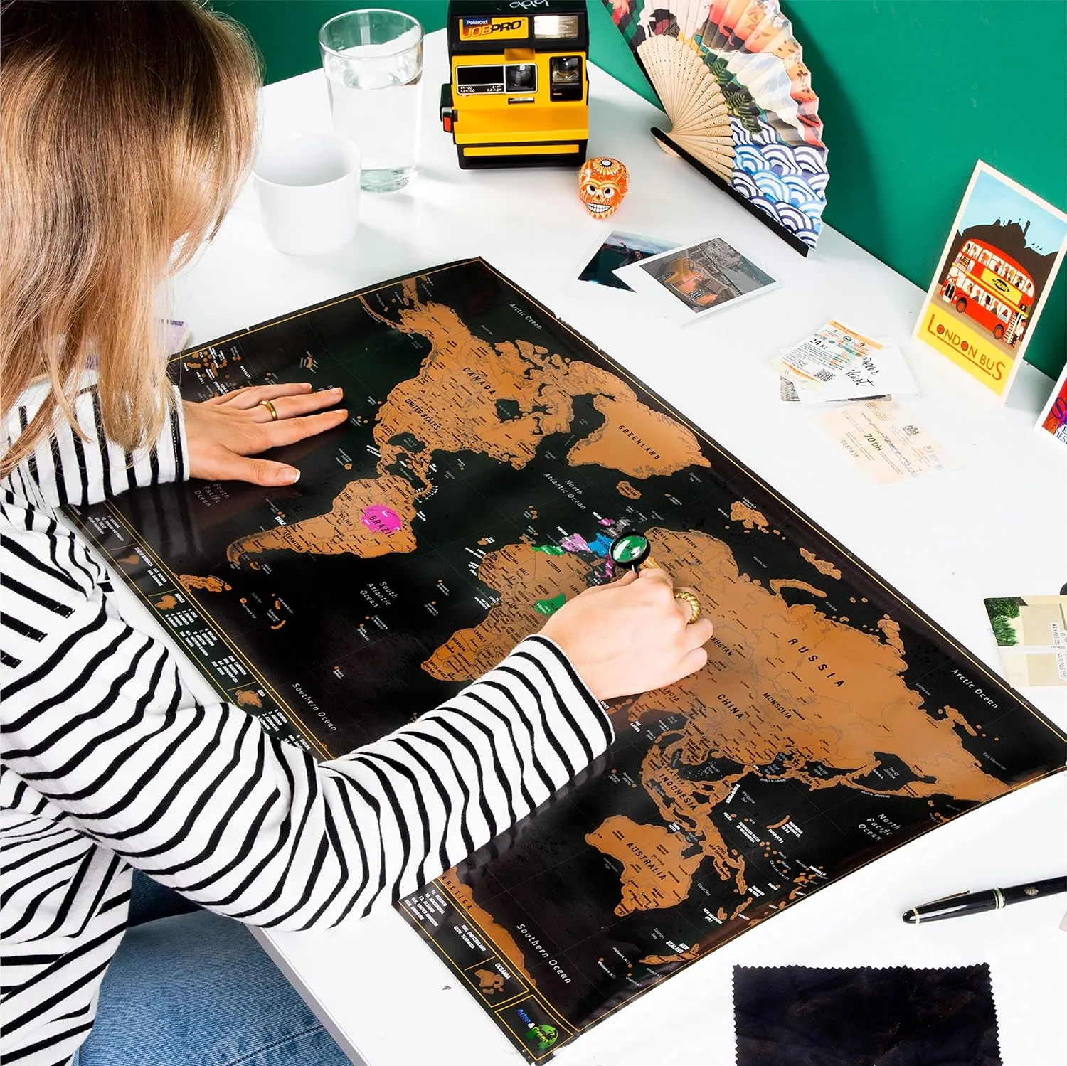 Atlas & Green Scratch Off World Map with all U.S States. Large 28x16.5" Travel Map. Places I've Been Map of the World Poster Scratch Off Map. Scratch Off Map. World Travel Map with Accessories and Gift Tube