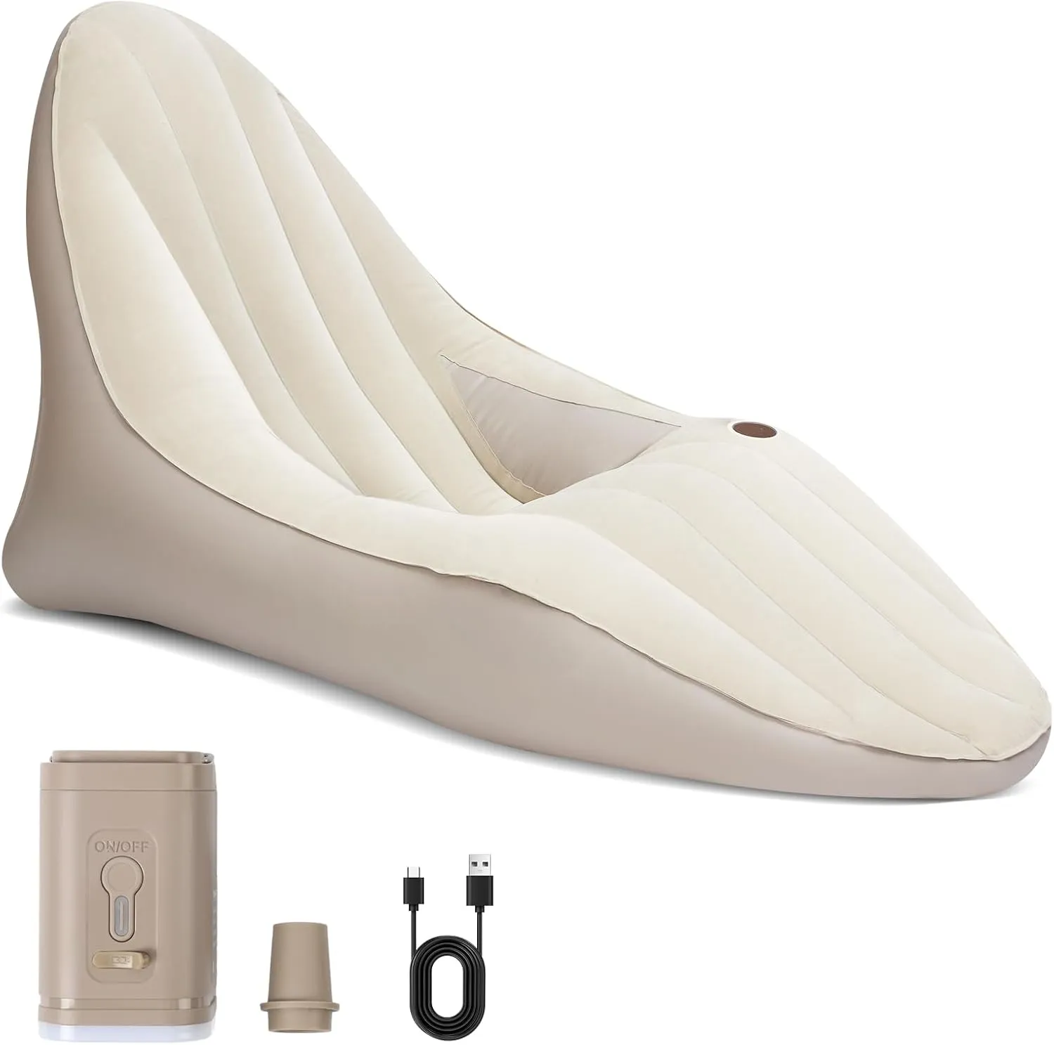 Auto Inflatable and Deflation Air Sofa, Portable Couch, Air Bed, Lazy Lounger Chair, Cozy Sleeping Camping for Outdoor Hiking, Beach, Park, Detachable Air Pump, Convenience to Carry