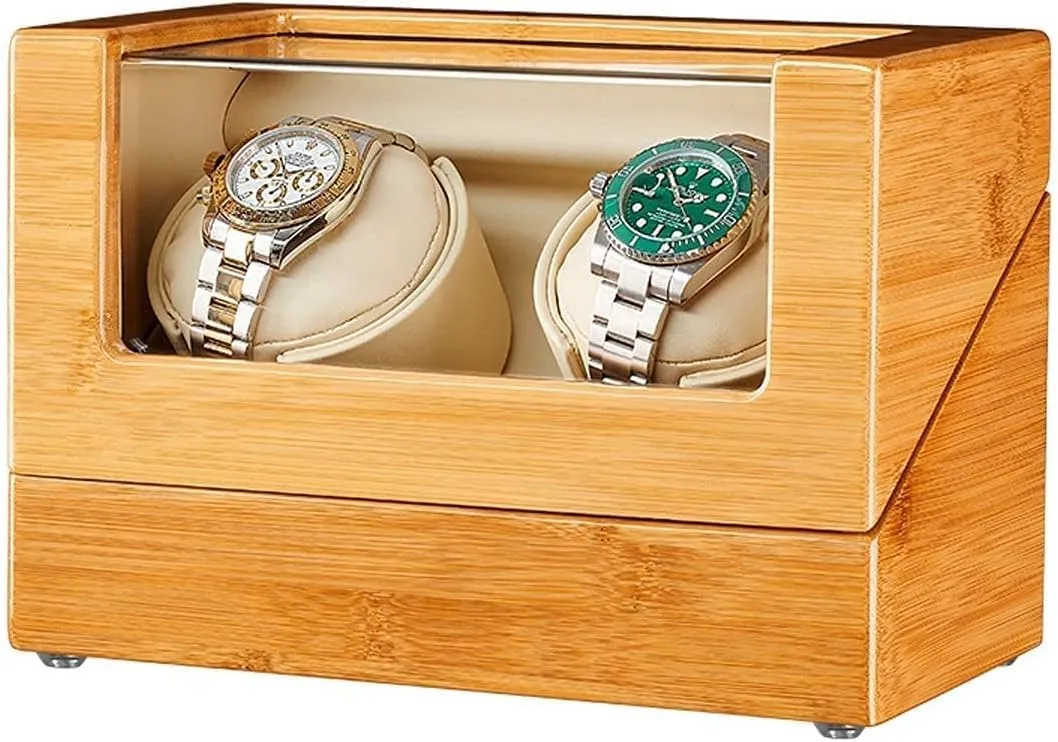 Automatic Watch Winder,in Wood Shell and Leather Pillow Carbon Fiber Leather, Silent Motor and 5 ModesHoliday Gift (A 3 0)