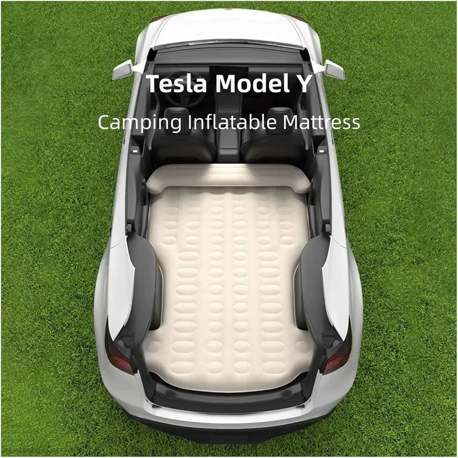 Automobile Air Mattress，Compatible for Tesla Model Y Self-Inflating Mattress Car Travel Sleeping Bed Car Inflatable Camping Mattress(Gray)