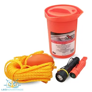 Axis Safety Emergency Boat Bailer Bucket Kit (Rope & Float, Whistle, Mirror & Compass)
