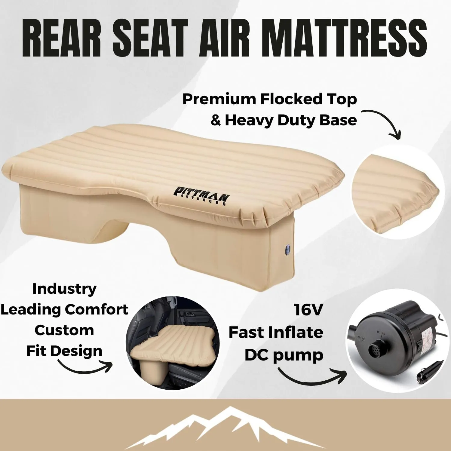Backseat Bed for Truck - 60" Backseat Air Mattress for Truck, Vans & Large SUV Bed Mattress - Back Seat Bed for Truck Includes Pump, Pillow & Storage Bag - 60" x 35.5"