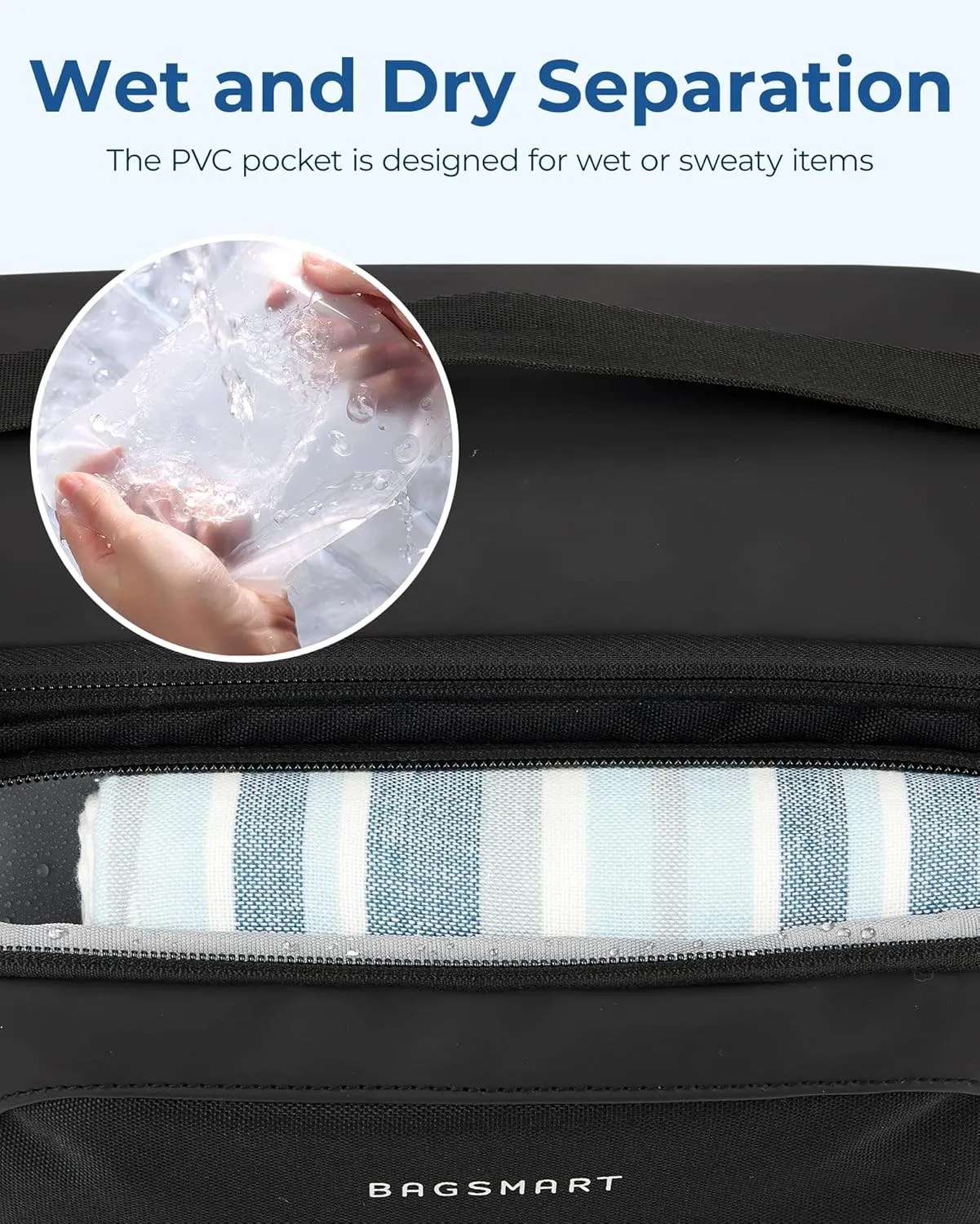 BAGSMART Toiletry Bag for Men, Wide Opening Travel Bag for Toiletries, Dopp Kit Water Resistant Shaving Hygiene Bag for Bathroom Shower, Toiletries Accessories,Travel Essentials-Black