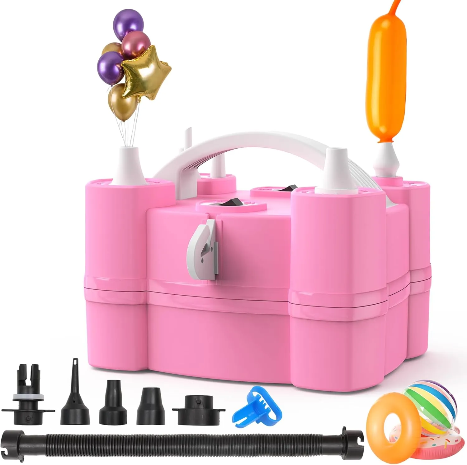 Balloon Pump, Triple Inflating Ports for 260q Foil Latex Mylar Balloon, 3-in-1 Electric Air Pump for Inflatables and Balloons, Inflator Deflator for Swimming Rings Air Mattress Pool Floats