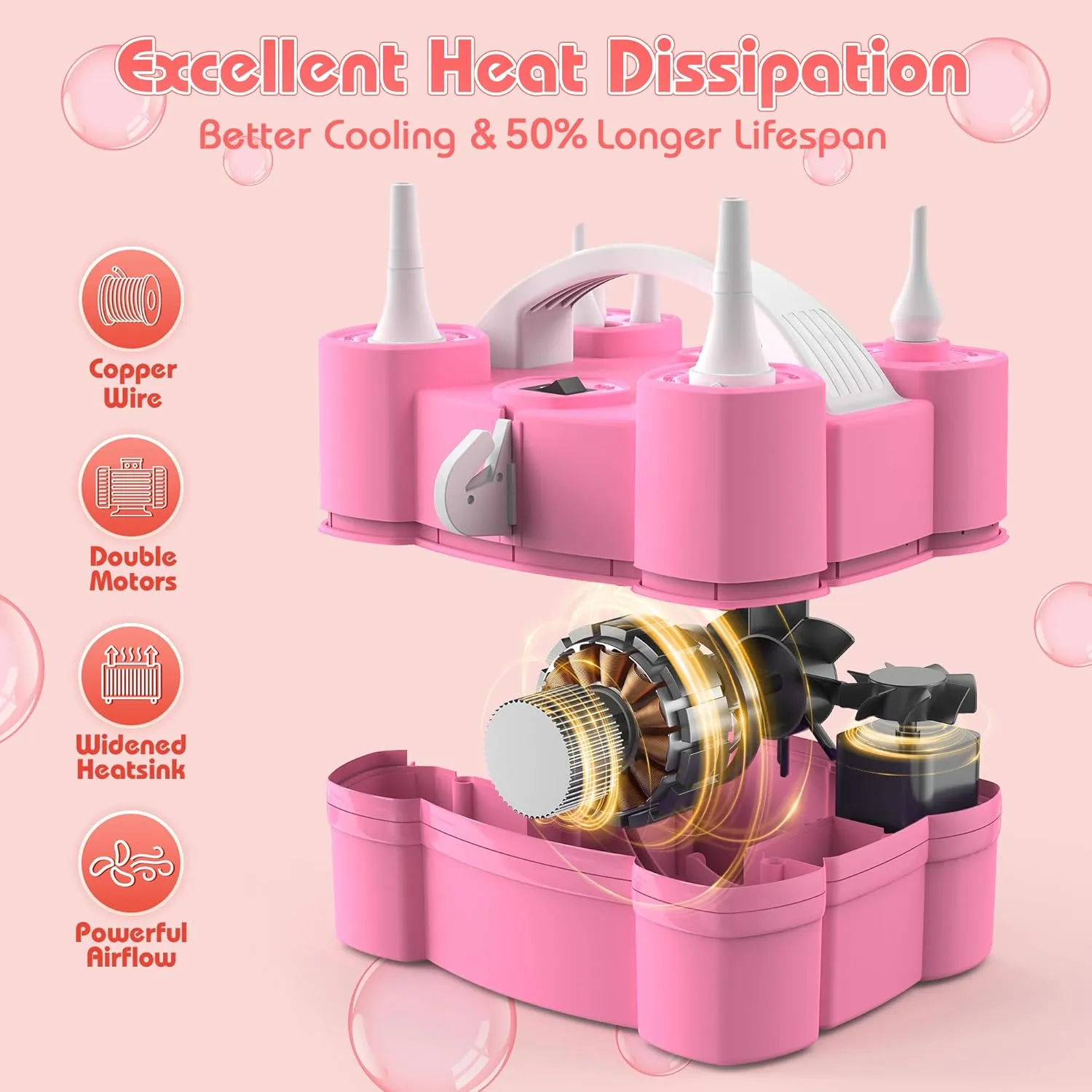 Balloon Pump, Triple Inflating Ports for 260q Foil Latex Mylar Balloon, 3-in-1 Electric Air Pump for Inflatables and Balloons, Inflator Deflator for Swimming Rings Air Mattress Pool Floats