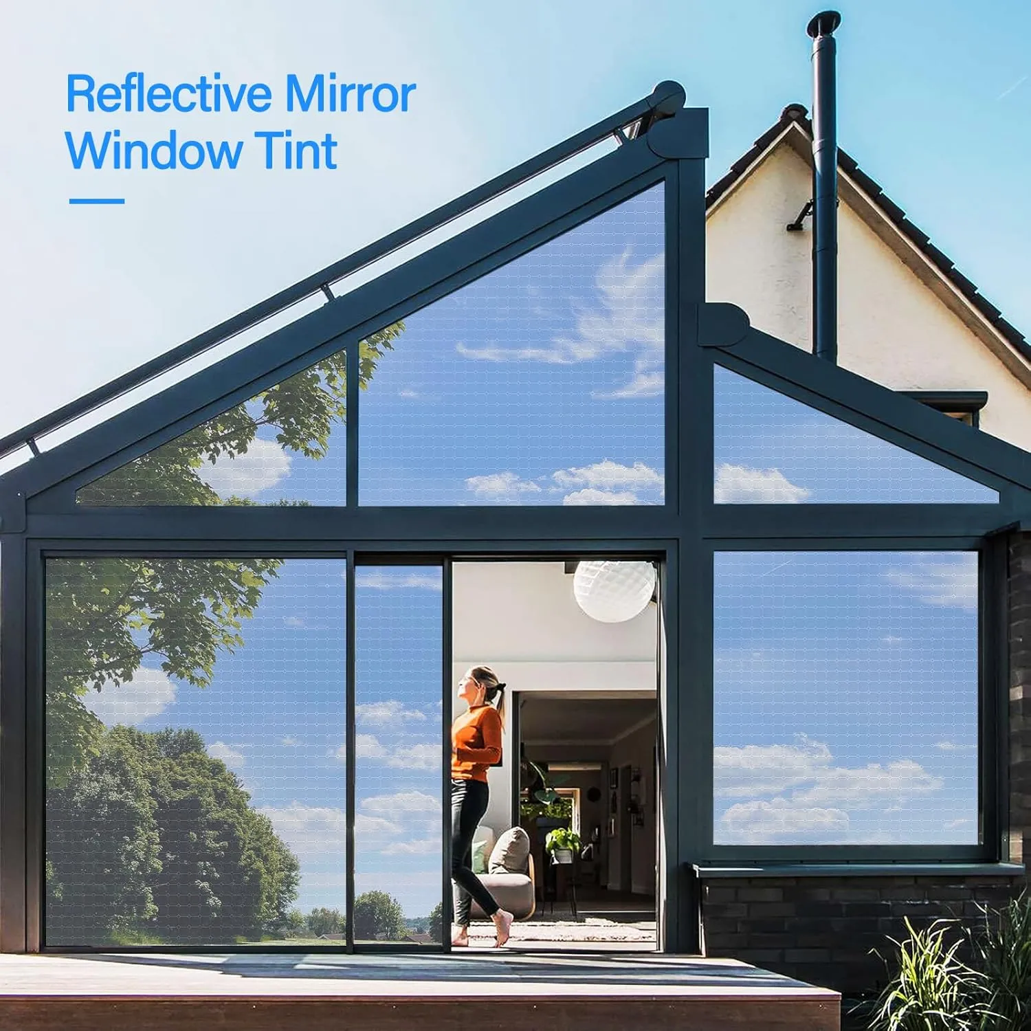 Beautysaid One Way Privacy Window Film See Out Not in Sun Blocking Home Window Tint Reflective Mirror Sun Blocker Anti UV Static Cling Window Covering for House(Black,29.5 x 118 in)