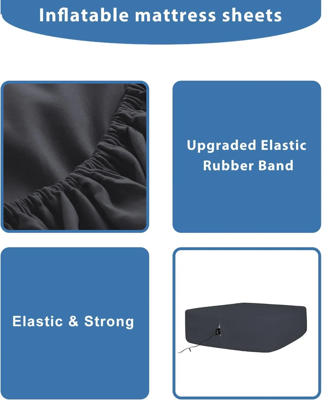 Bedecor Air Bed Sheets for Mattress Cover Removable Bed and Elastic Band Super Soft and Breathable & Deep up to 21" Black Twin