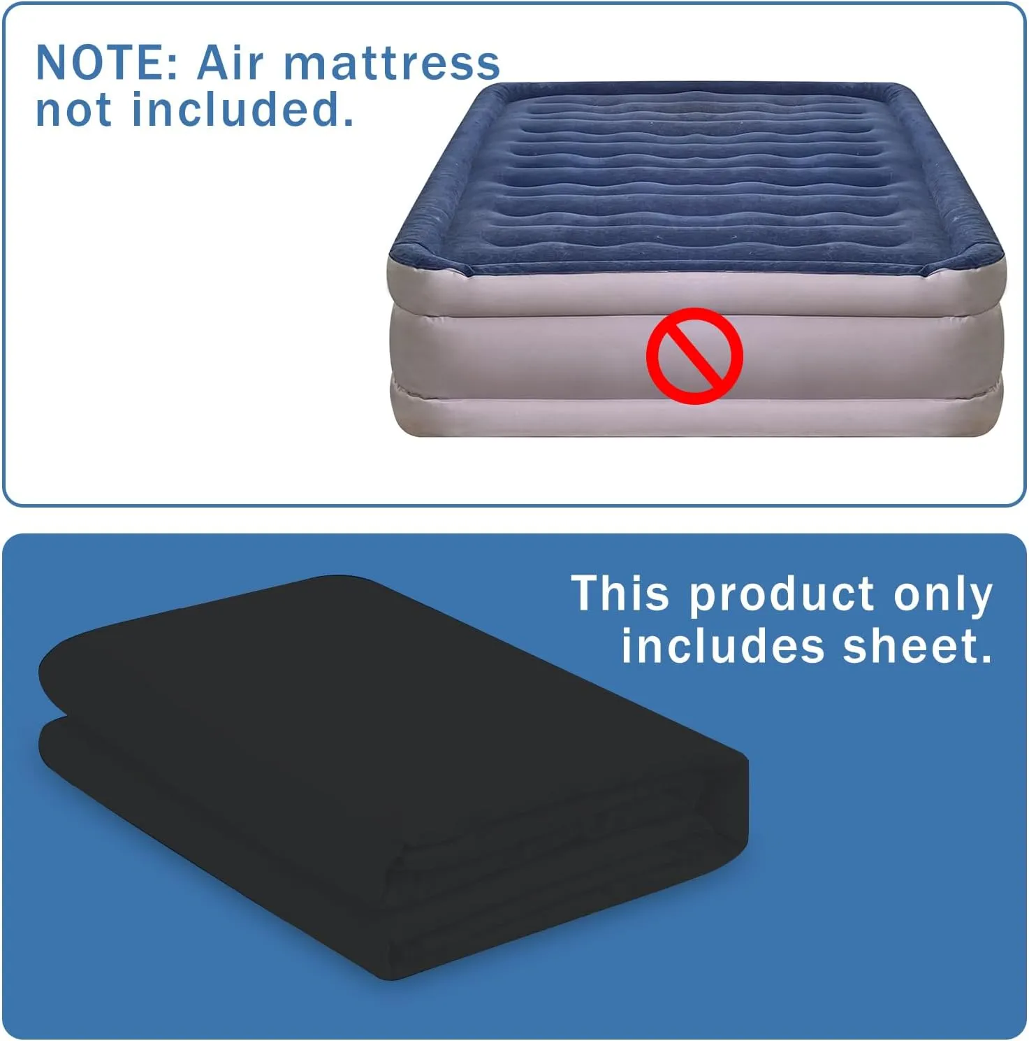 Bedecor Air Bed Sheets for Mattress Cover Removable Bed and Elastic Band Super Soft and Breathable & Deep up to 21" Black Twin