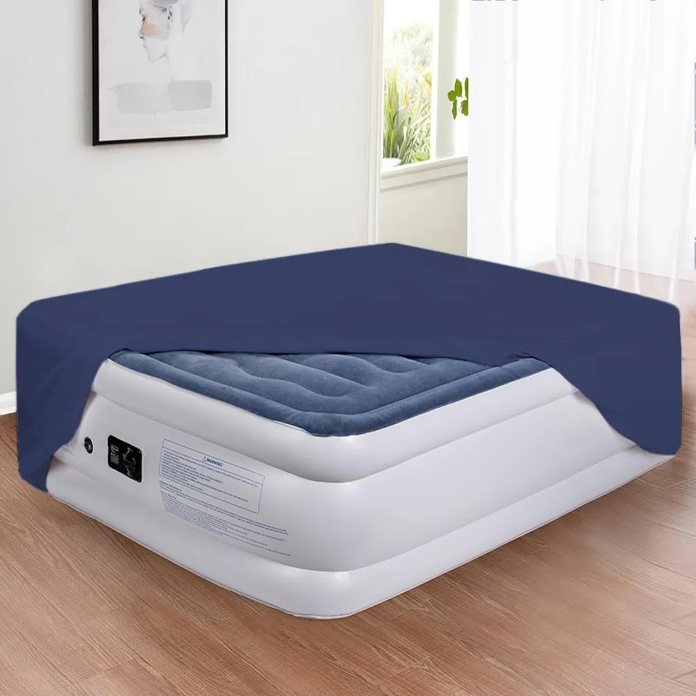 Bedecor Air Bed Sheets for Mattress Cover Removable Bed and Elastic Band Super Soft and Breathable & Deep up to 21" Blue Twin
