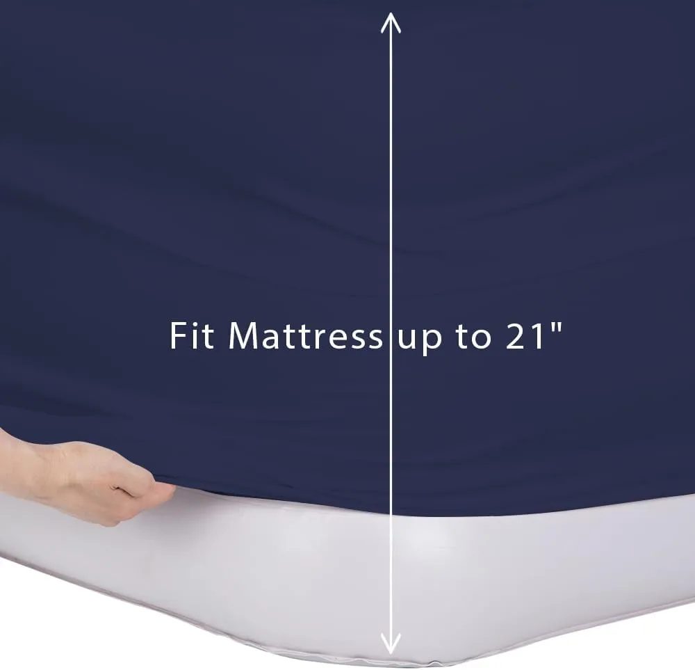 Bedecor Air Bed Sheets for Mattress Cover Removable Bed and Elastic Band Super Soft and Breathable & Deep up to 21" Blue Twin
