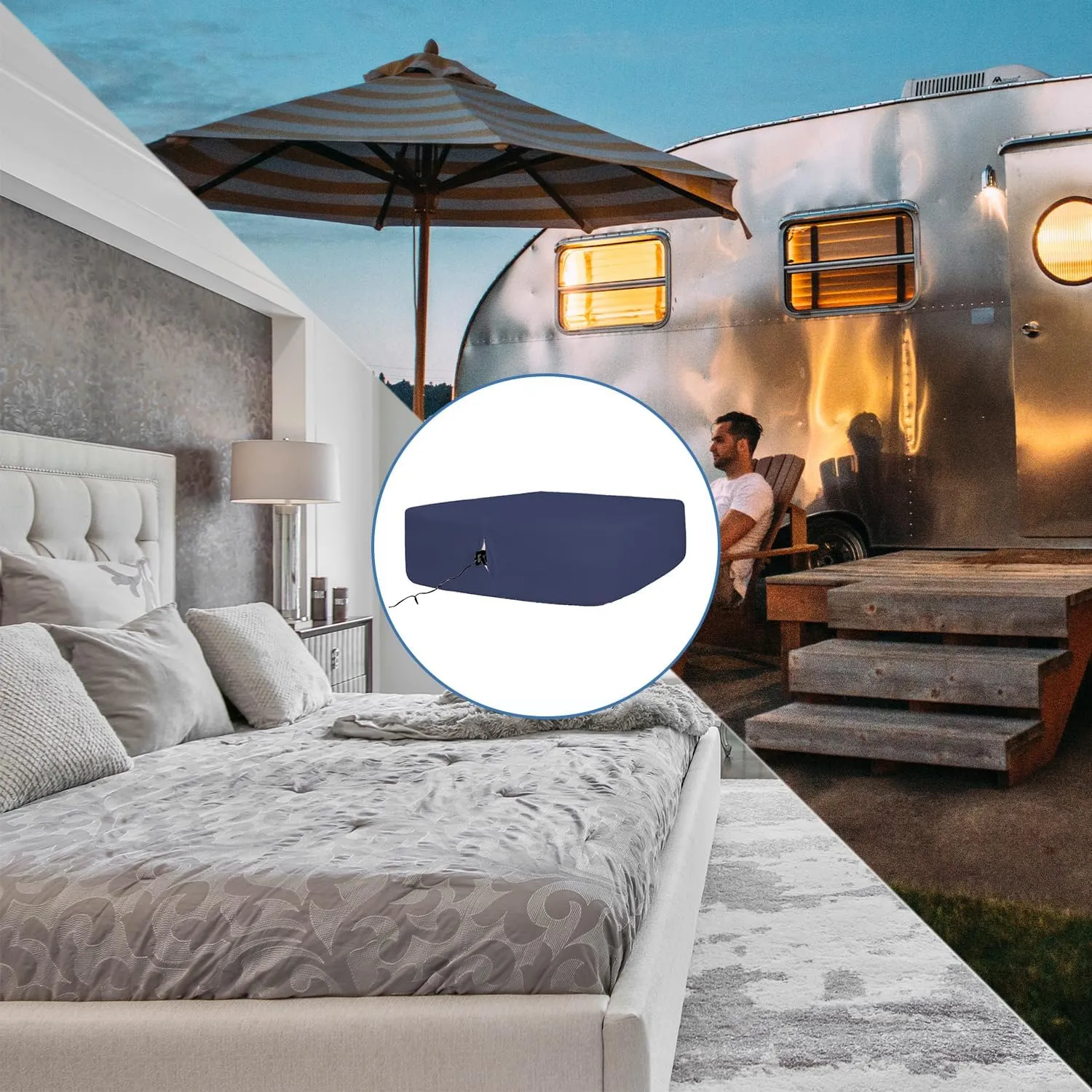 Bedecor Air Bed Sheets for Mattress Cover Removable Bed and Elastic Band Super Soft and Breathable & Deep up to 21" Blue Twin