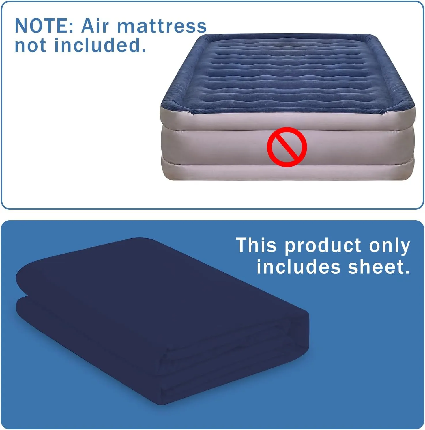 Bedecor Air Bed Sheets for Mattress Cover Removable Bed and Elastic Band Super Soft and Breathable & Deep up to 21" Blue Twin