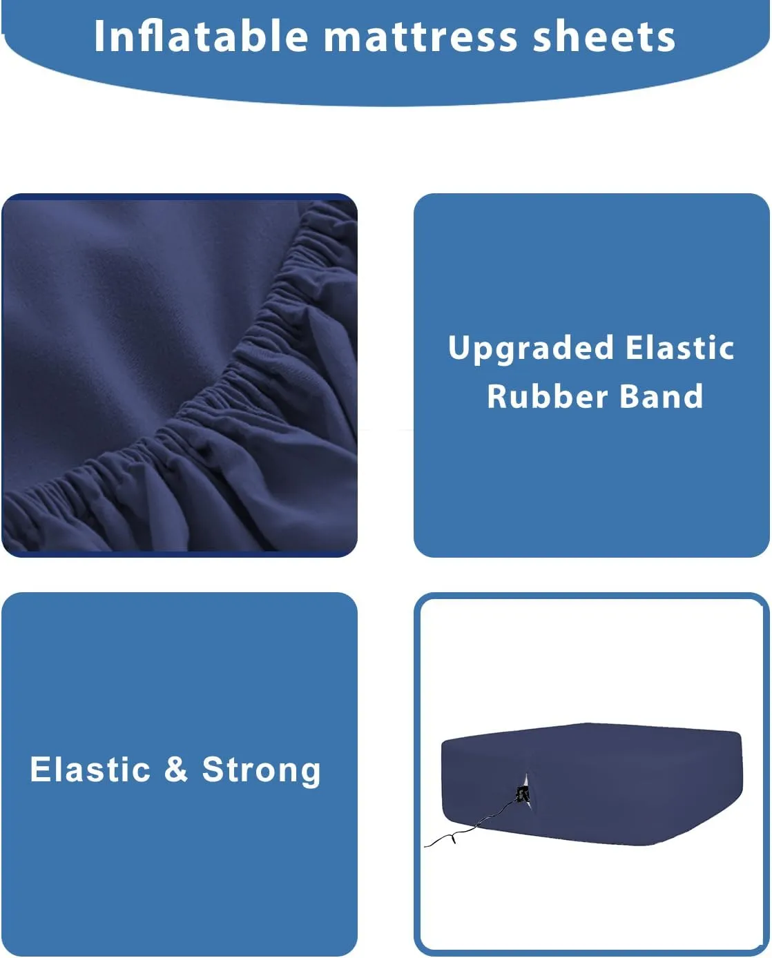 Bedecor Air Bed Sheets for Mattress Cover Removable Bed and Elastic Band Super Soft and Breathable & Deep up to 21" Blue Twin
