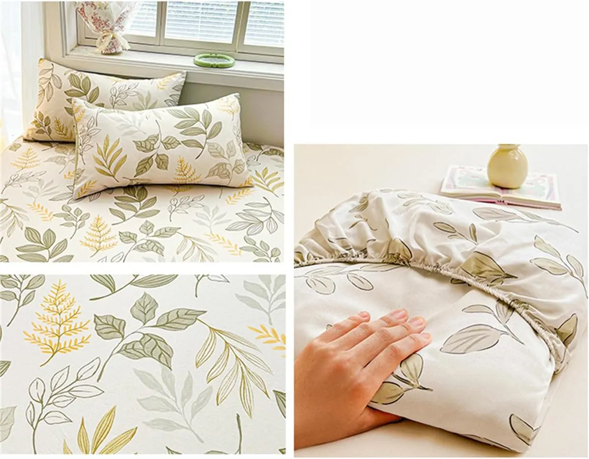 Bedspread with Elastic Corners, Long Staple Cotton Sheets Deep Pocket, Brushed Fitted Sheet Mattress Protector (B,Twin:35x79in(90 * 200CM))