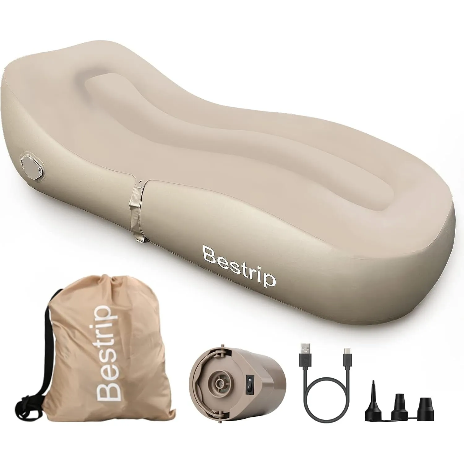 Bestrip Auto Inflatable Couch, Air Mattress Sofa Bed with Portable Air Pump (brown), BP800