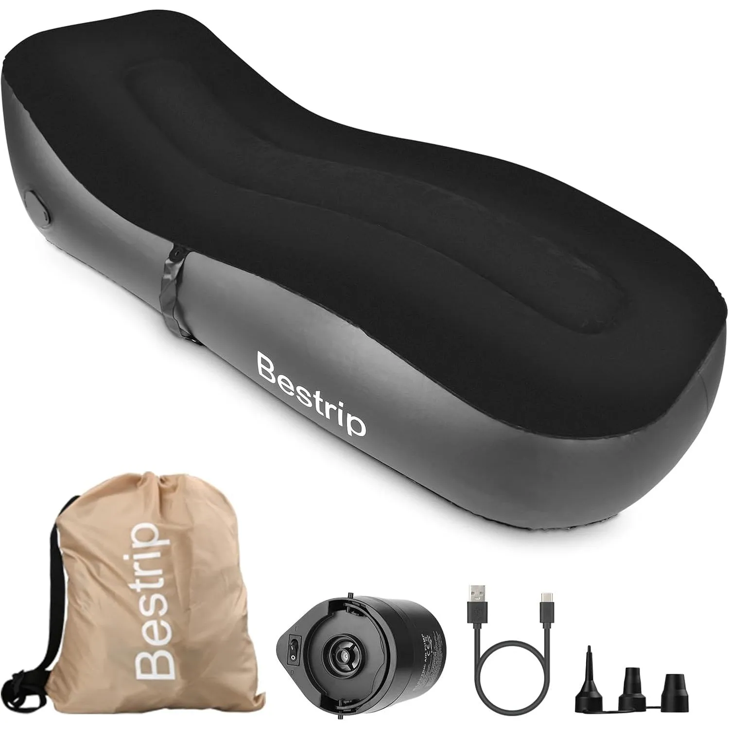 Bestrip Auto Inflatable Couch, Air Mattress Sofa Bed with Portable Air Pump (brown), BP800