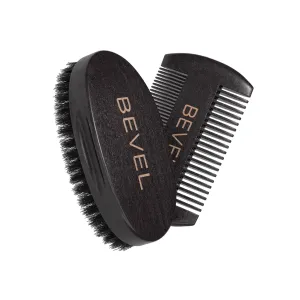 Bevel Premium 100% Boar Bristle Beard Brush & Deluxe Pearwood Comb Set for Men, Helps to Shape & Lock in Moisture, Beard Kit, Travel Essentials