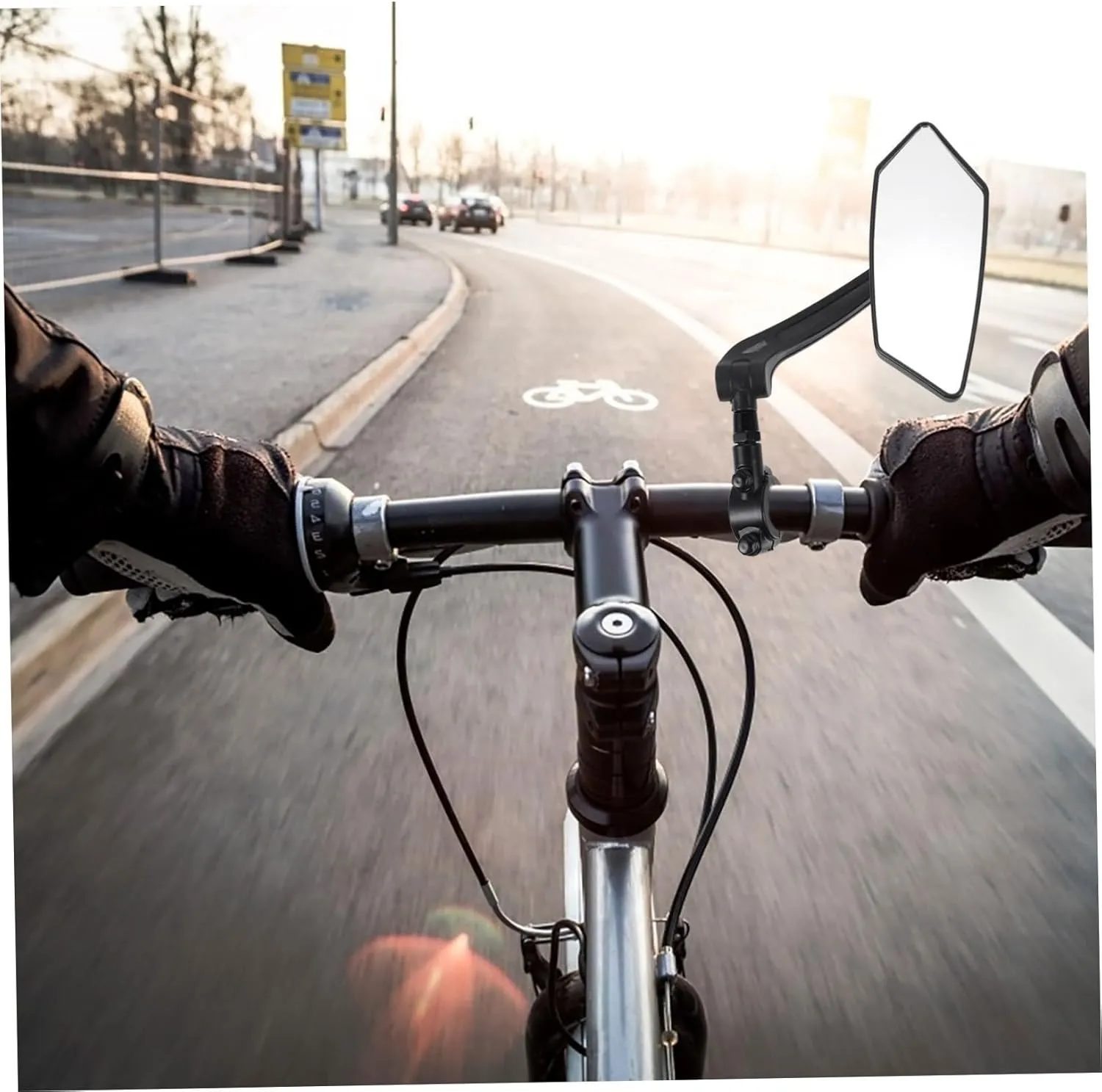 Bicycle Rear View Mirror High Definition Flat Reflective Mirror for Road and Mountain Bikes Durable Accessory with Easy Installation for Enhanced Safety While Riding