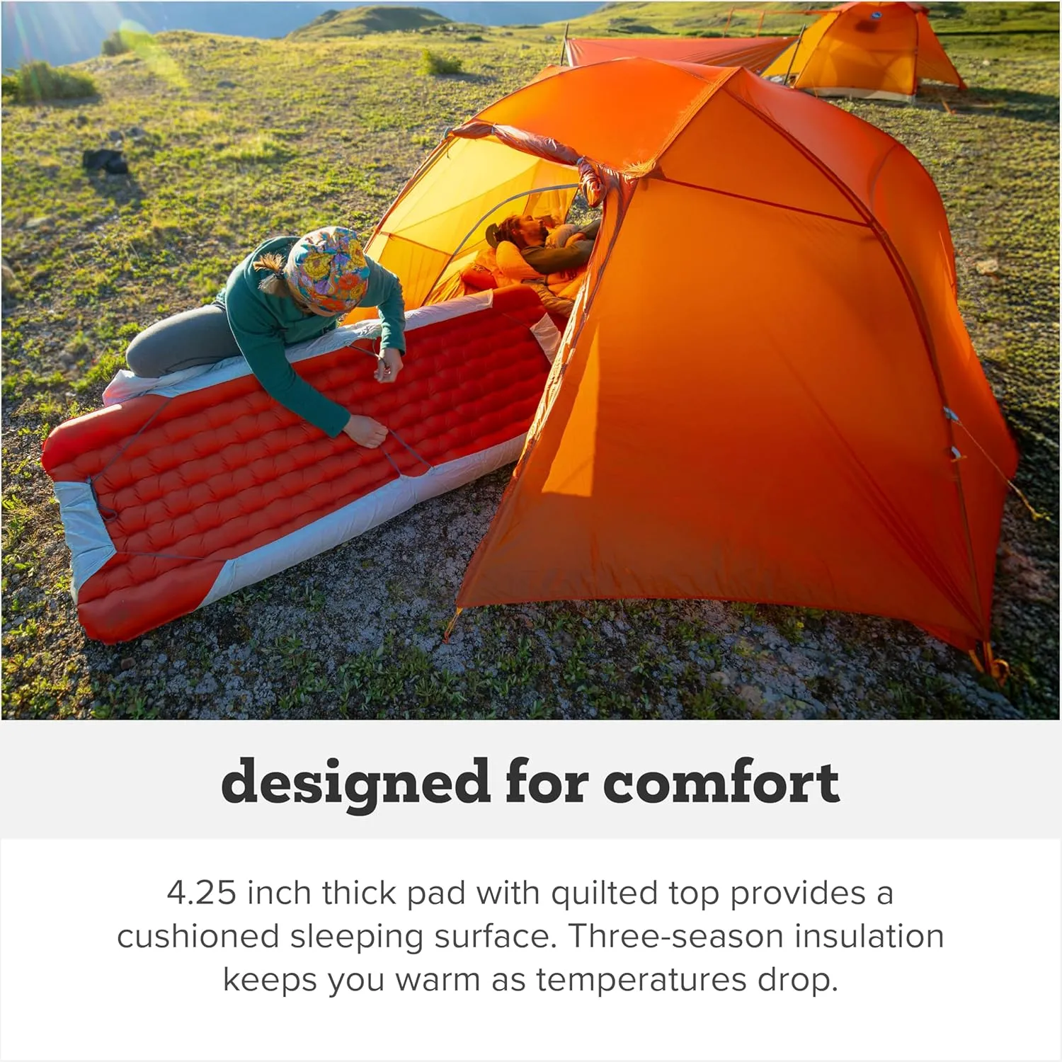Big Agnes Rapide SL - Insulated Sleeping Pad, Ultralight, All Season Compact Backpacking and Hiking, Pumphouse Sack Included, Orange, 20x72 Regular