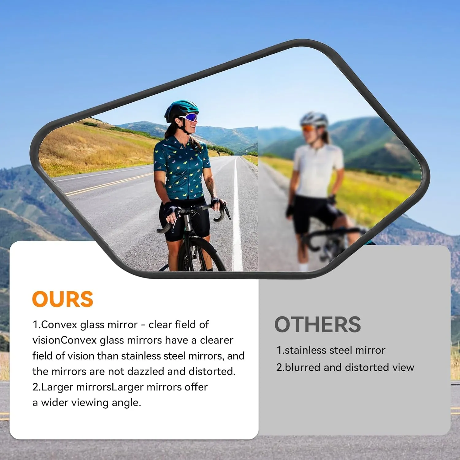 Bike Mirror,2PCS Bar End Bicycle Mirror, HD Glass E-bike Rearview Mirror Scratch Resistant and Fall Resistant,Cycle Rear View Mirrors for Handlebar(Left&Right)