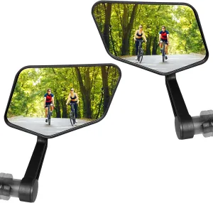 Bike Mirror,2PCS Bar End Bicycle Mirror, HD Glass E-bike Rearview Mirror Scratch Resistant and Fall Resistant,Cycle Rear View Mirrors for Handlebar(Left&Right)