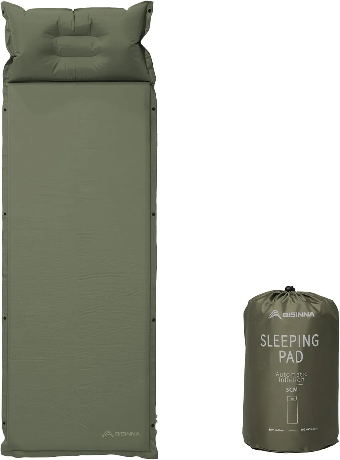 BISINNA Self Inflating Sleeping Pad Thick Foam Sleeping Mattress with Pillow for Camping Lightweight Insulated Sleeping Mat Fast Inflating for Camping Travel Car Tent