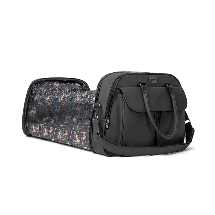 BIZZI GROWIN BABY TRAVEL CRIB CHANGING BAG - VEGAN LEATHER BLACK - POD ®