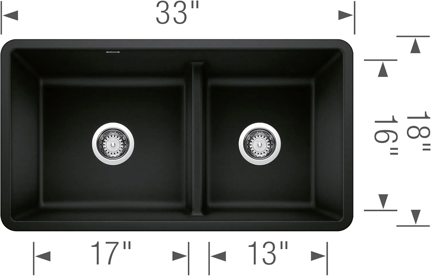 BLANCO 442925 Precis 60/40 Reversible, Coal Black