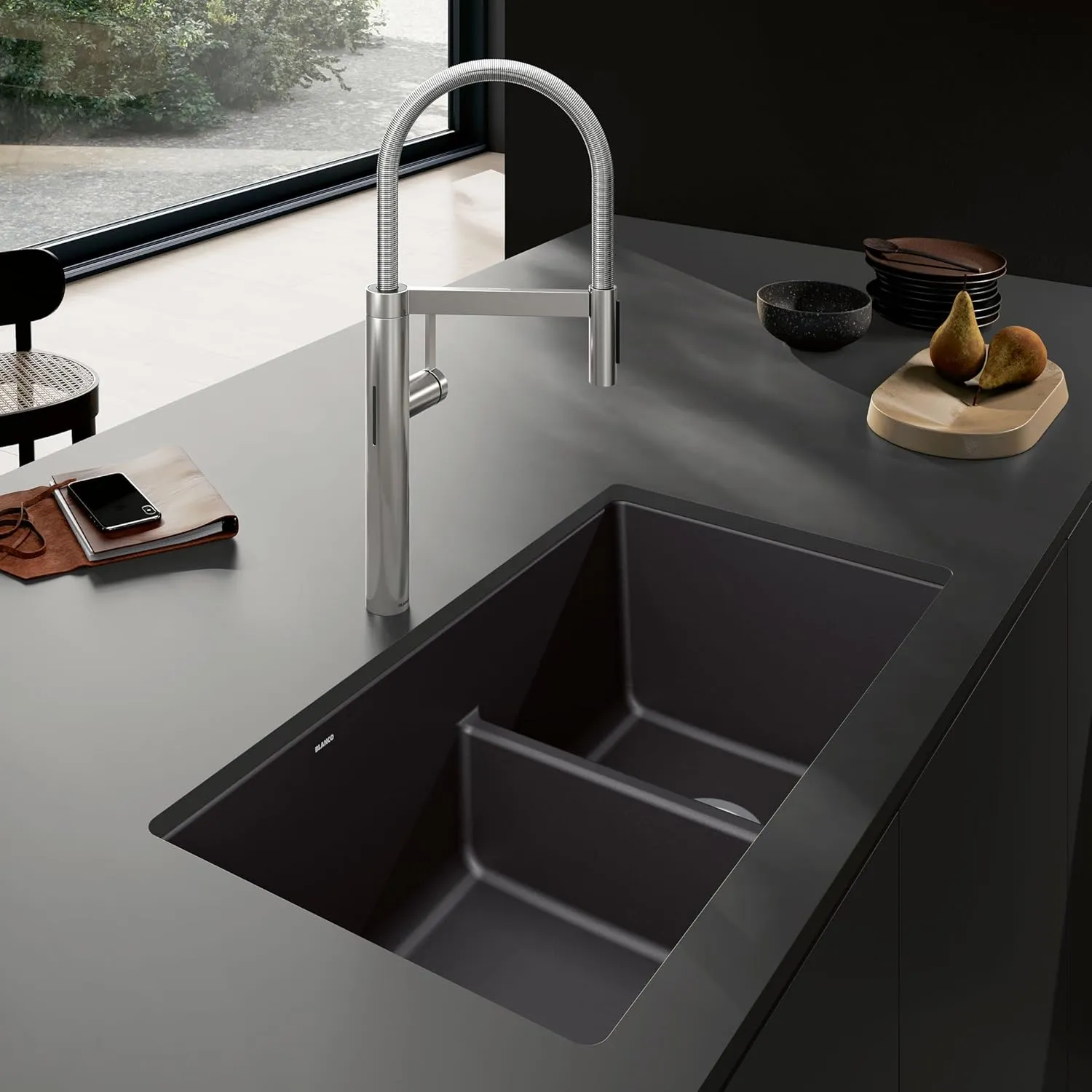 BLANCO 442925 Precis 60/40 Reversible, Coal Black