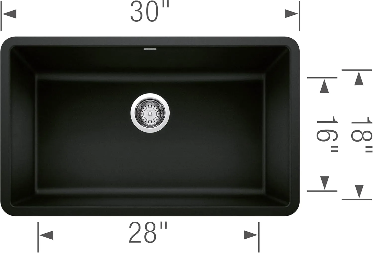BLANCO Precis Kitchen Sink, Coal Black 30 Inch