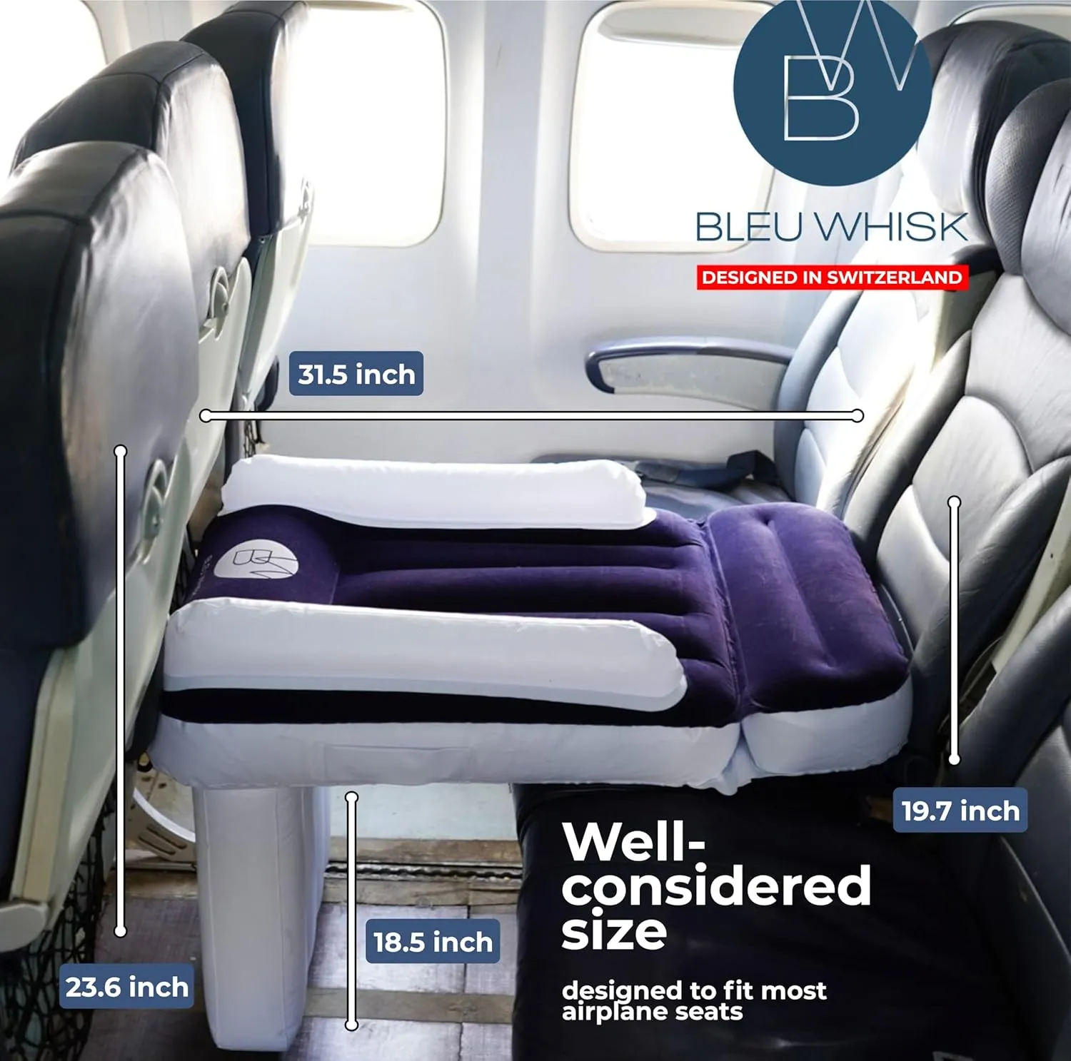 BleuWhisk Inflatable Toddler Travel Bed - Airplane Bed for Kids, Airplane Seat Extender for Kids - Plane Bed for Toddler Baby Air Mattress
