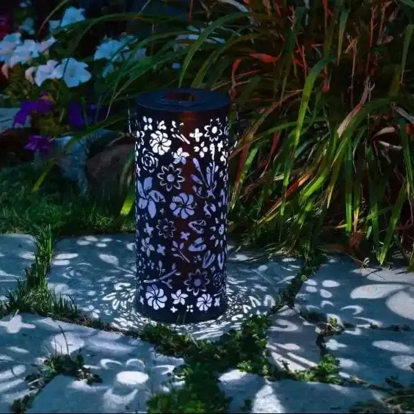Bloom Punched Metal 12" Solar Lantern