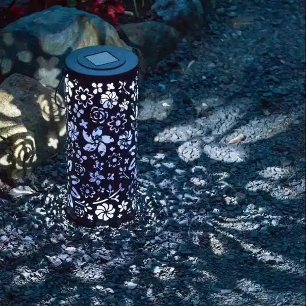 Bloom Punched Metal 12" Solar Lantern