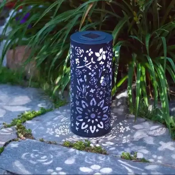 Bloom Punched Metal 12" Solar Lantern