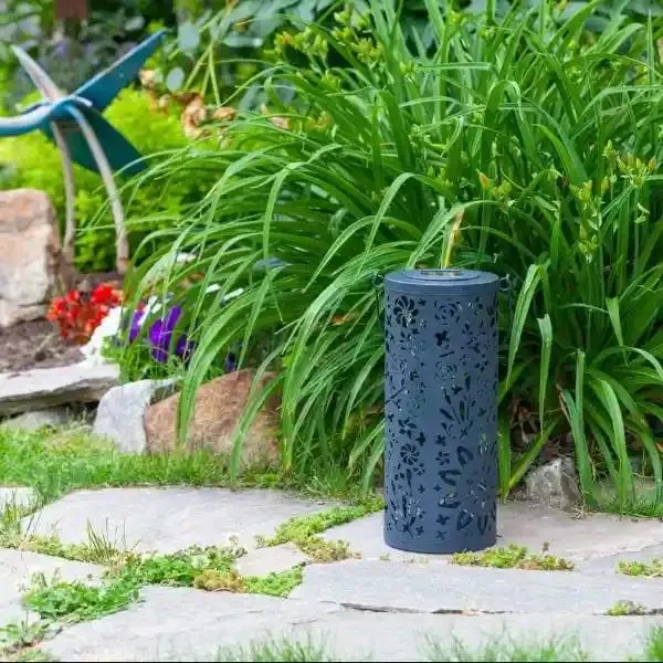 Bloom Punched Metal 12" Solar Lantern