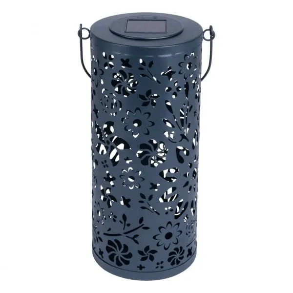 Bloom Punched Metal 12" Solar Lantern