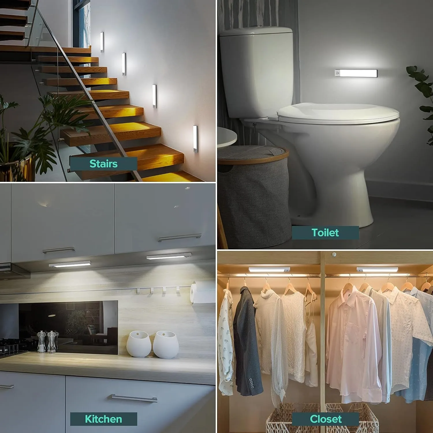 BLS 36 LED Closet Light Battery Powered, Super Bright Under Cabinet Lighting, Motion Sensor Indoor, Wireless, 1500mAh Rechargeable, 120 Days Run Time