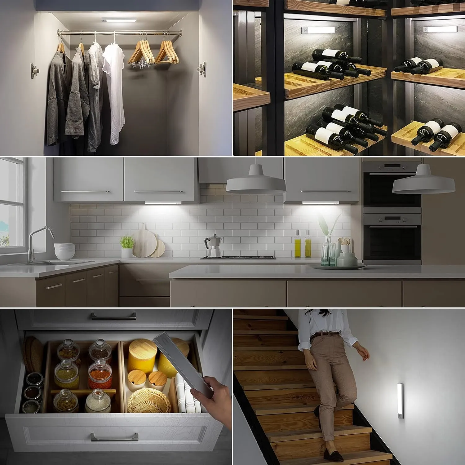 BLS 36 LED Closet Light Battery Powered, Super Bright Under Cabinet Lighting, Motion Sensor Indoor, Wireless, 1500mAh Rechargeable, 120 Days Run Time