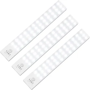 BLS 36 LED Closet Light Battery Powered, Super Bright Under Cabinet Lighting, Motion Sensor Indoor, Wireless, 1500mAh Rechargeable Battery Operated, 3 Pack