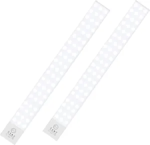 BLS 60 LED Closet Lights Battery Powered LED Lights, Super Bright Under Cabinet Lighting, Wireless Motion Sensor Light Indoor, 2400mah Rechargeable Battery Operated Lights, 120 Days Run Time (2 Pack)