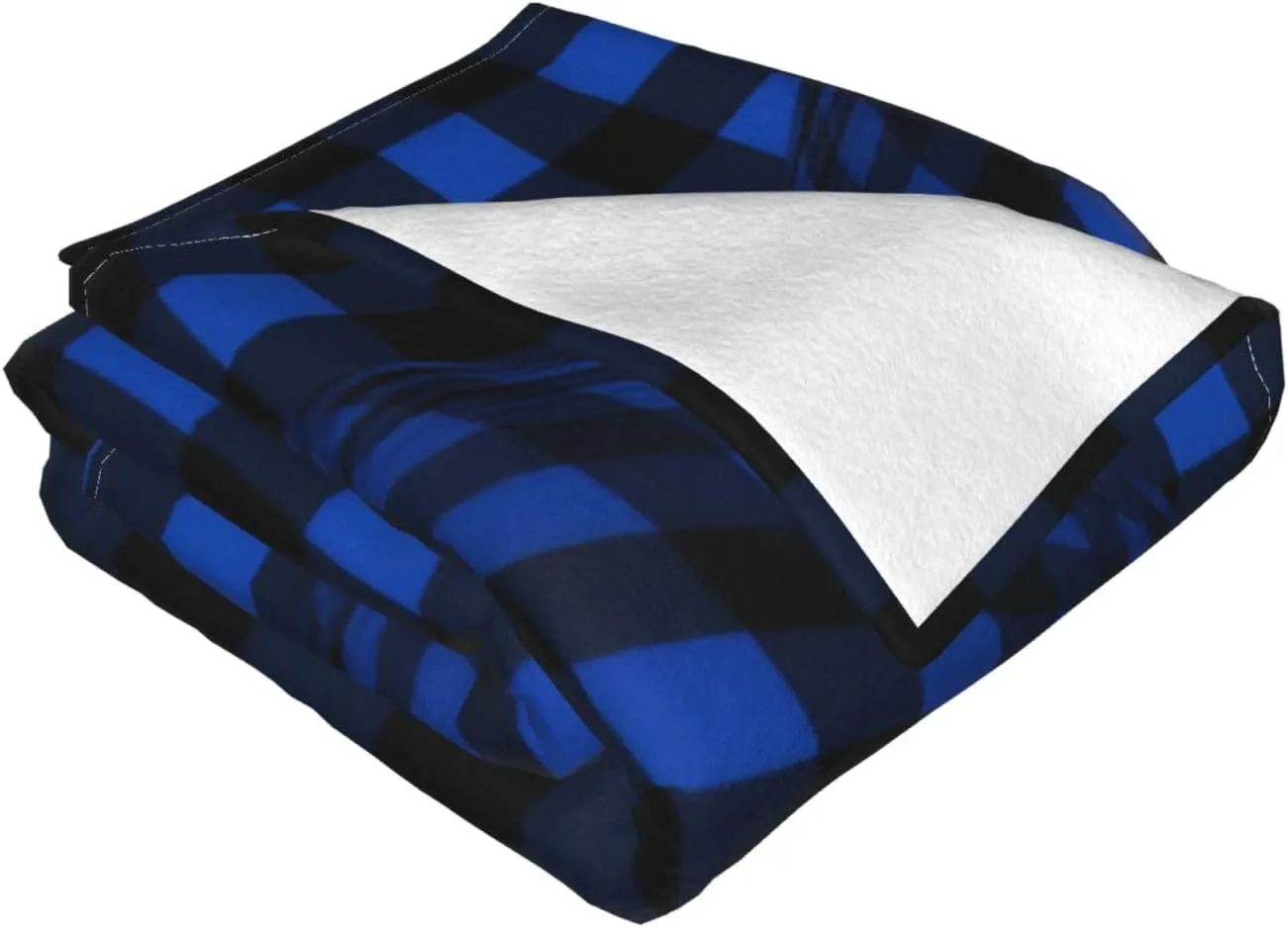 Blue and Black Buffalo Check 60"X50" Flannel Blanket - 100% Soft Polyester, Lightweight and Warm, Suitable for Families, Camping, Travel
