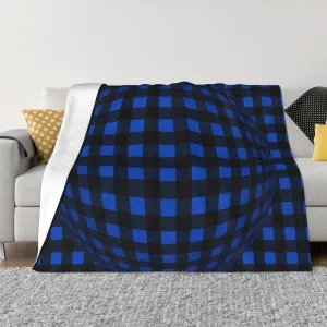 Blue and Black Buffalo Check 60"X50" Flannel Blanket - 100% Soft Polyester, Lightweight and Warm, Suitable for Families, Camping, Travel