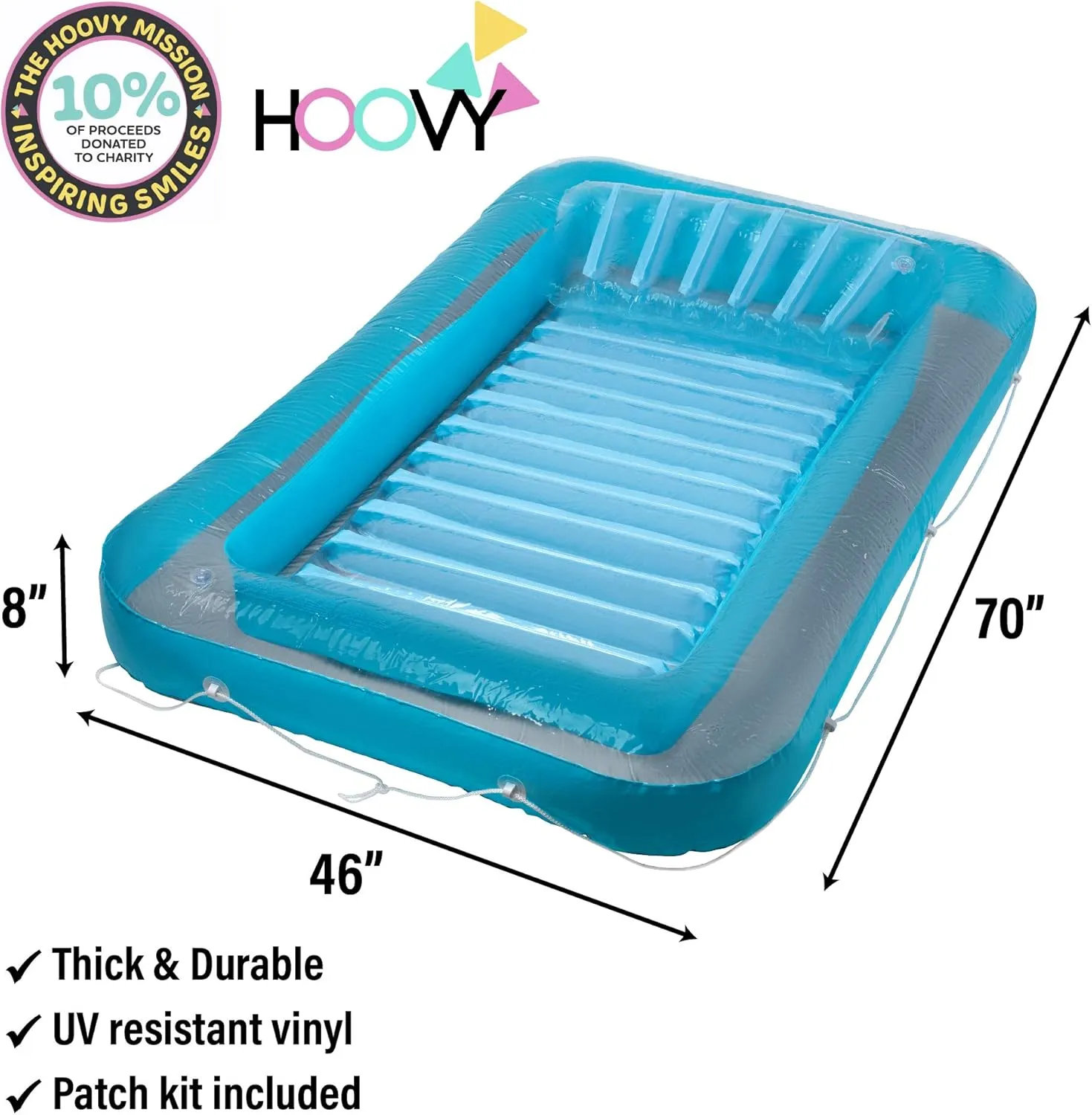 Blue Inflatable Tanning Lounger Float - Personal Pool Lounge with Pillow - 13 Years 