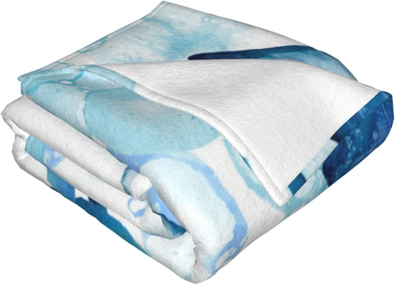 Blue Whales 60"X50" Flannel Blanket - 100% Soft Polyester, Lightweight and Warm, Suitable for Families, Camping, Travel