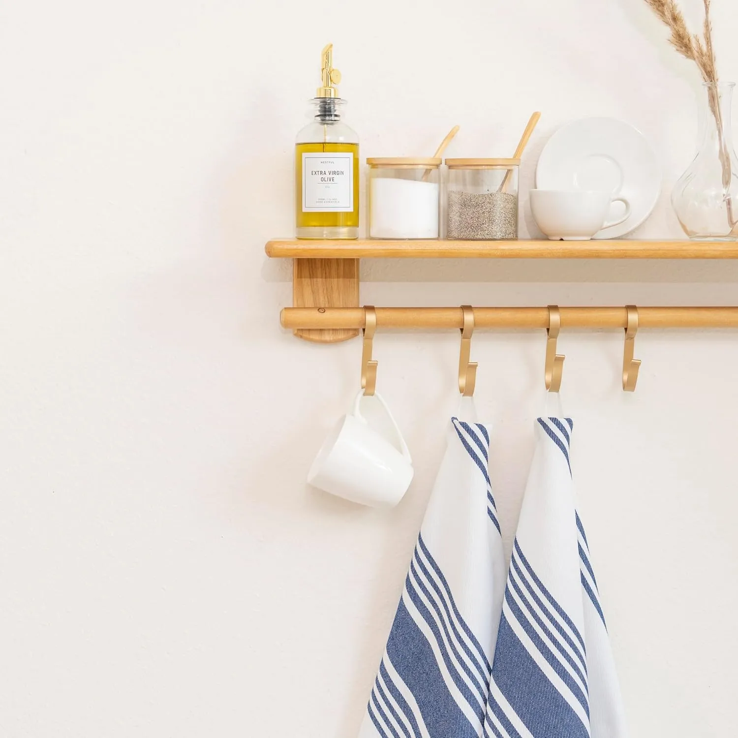 Blue White Kitchen Towels - 6 Pack, 100% Cotton, 30"x20", Absorbent, Durable, Lint-Free Indigo Blue Stripes Cotton Tea Towels with Hanging Loop - Washable and Quick-Dry Dish Cloths (6 Pack)
