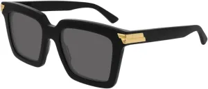 Bottega Veneta BV1005S 001 53MM Black/Grey Square Sunglasses for Women   BUNDLE with Designer iWear Eyewear Kit