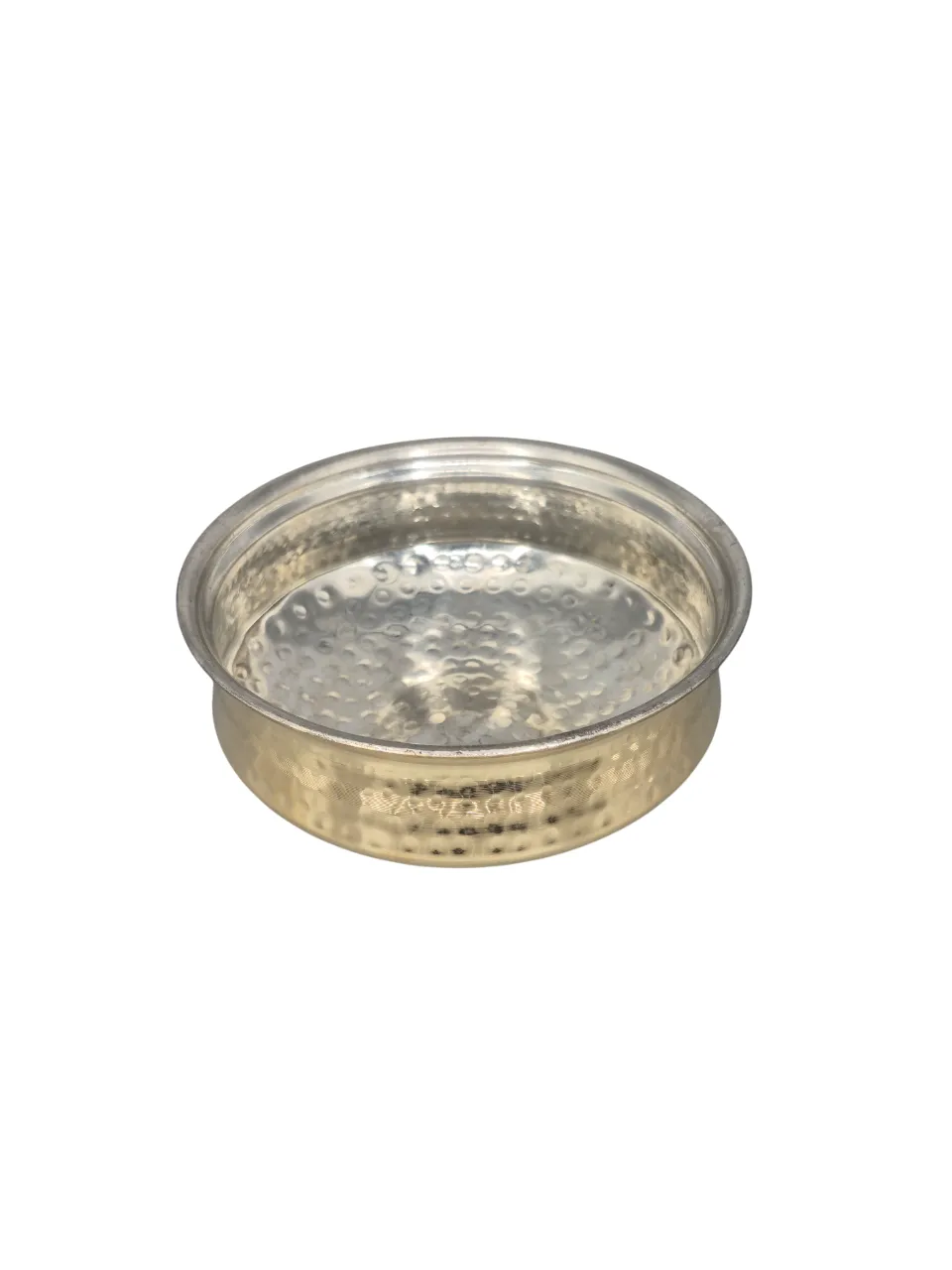Brass Hyderabadi Handi for Cooking, Hammered Finish, 9" Round, 1 Liter, Tin Coating