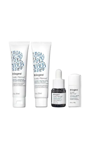 Briogeo Scalp Revival Soothe   Detoxify Minis Kit, Soothe a Dry, Flaky, Itchy Scalp, Clarify Build Up, Scalp Detox, Unclog Hair Follicles,Travel Kit, Vegan, Cruelty-Free, 4-Piece Set