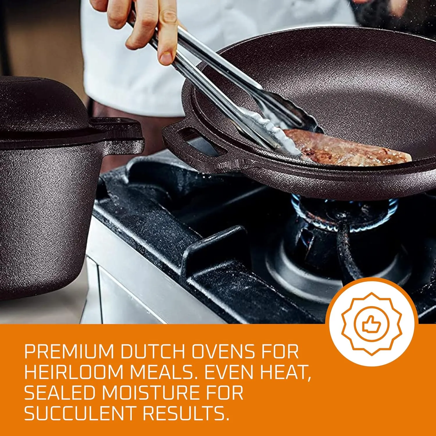 Bruntmor 2-in-1 Pre-Seasoned Cast Iron Dutch Oven with Handles - Crock Pot Black Cast Iron Pot with Skillet lid - All-in-One Cookware Braising Pan for Casserole Dish - 5 Quart - Black