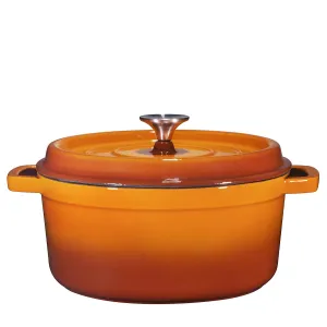 Bruntmor Pre-Seasoned 5.2 qt Enameled Cast Iron Round Dutch Ovens, 5.2 Quart Enameled Cast Iron Dutch Oven Pot With Lid and Handle, Heavy Duty Casserole Dish, Hand Wash Only, Pumpkin Spice